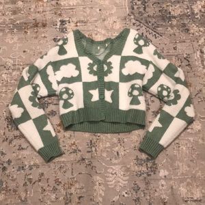 NWOT Green V-neck Button-up Cardigan with Long Sleeves size S